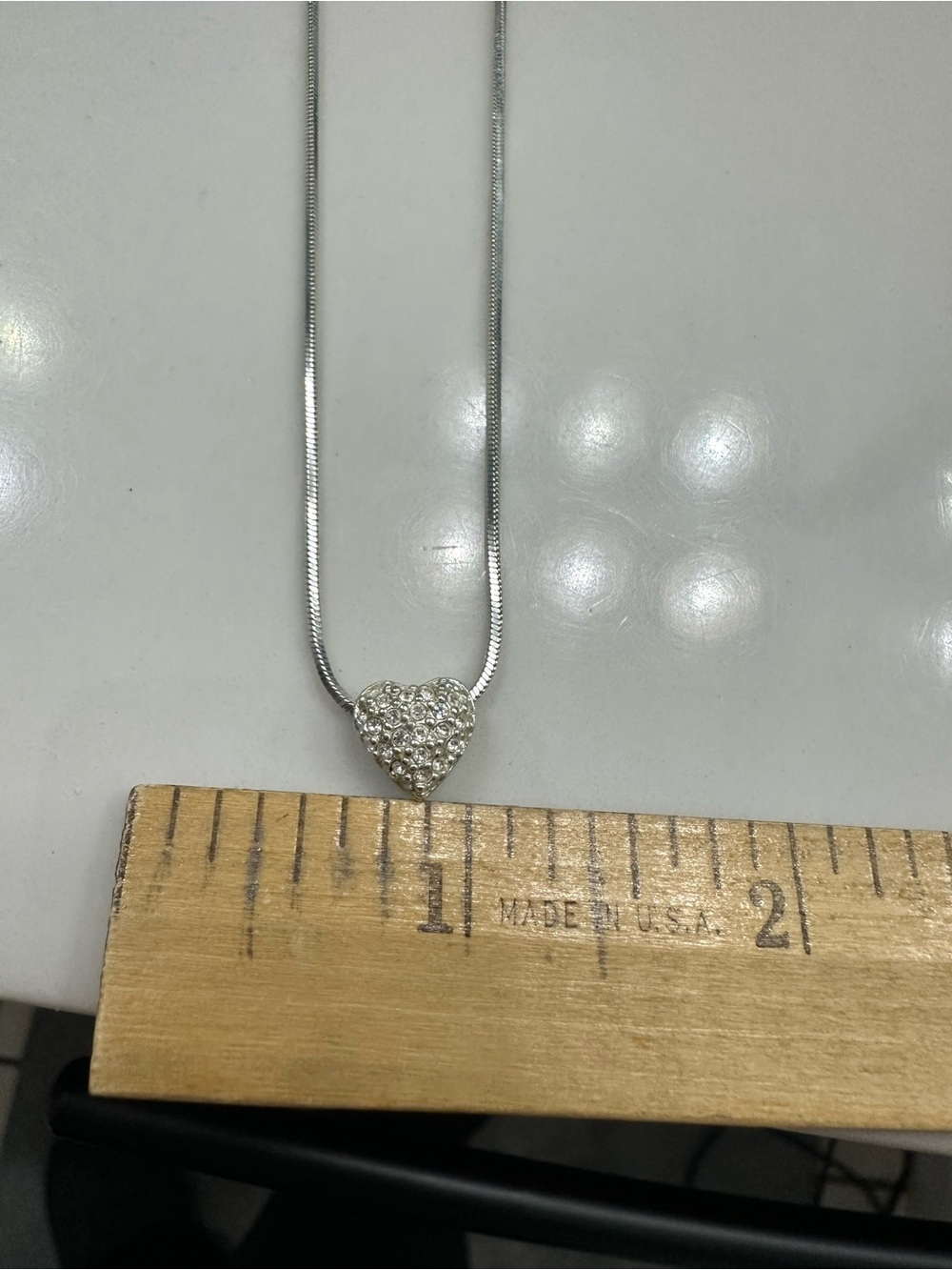 Silver Heart Pendant Necklace with Clear Crystals - Elegant Women's Jewelry
